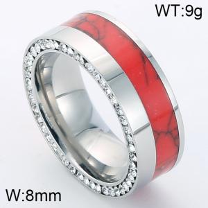 Stainless Steel Stone&Crystal Ring - KR37891-K