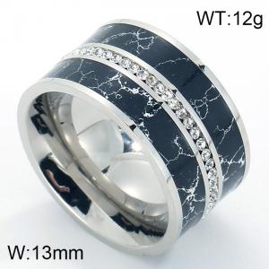 Stainless Steel Stone&Crystal Ring - KR37907-K