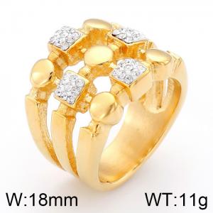 Stainless Steel Stone&Crystal Ring - KR38180-K