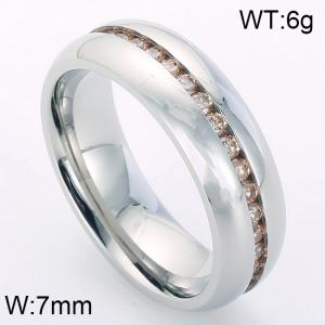 Stainless Steel Stone&Crystal Ring - KR39204-K
