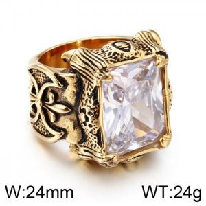 Stainless Steel Stone&Crystal Ring - KR39429-OT