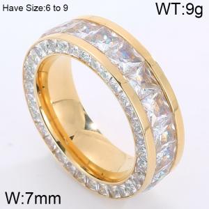 Stainless Steel Stone&Crystal Ring - KR39906-K