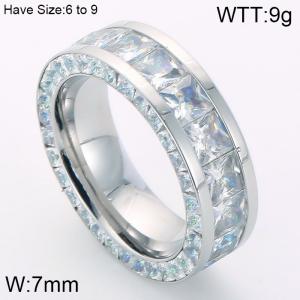 Stainless Steel Stone&Crystal Ring - KR39909-K