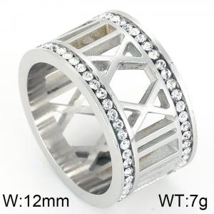 Stainless Steel Stone&Crystal Ring - KR40280-K