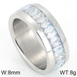 Stainless Steel Stone&Crystal Ring - KR40306-K