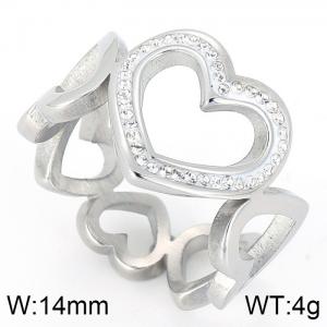 Stainless Steel Stone&Crystal Ring - KR40344-K