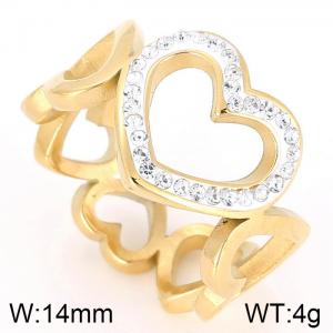 Stainless Steel Stone&Crystal Ring - KR40346-K