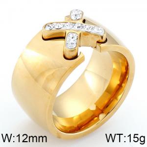 Stainless Steel Stone&Crystal Ring - KR40687-K