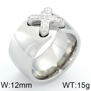 Stainless Steel Stone&Crystal Ring - KR40688-K