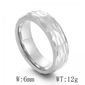 Simple stainless steel hanging textured texture arc hammer embodials ring - KR41994-K