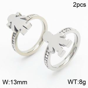 Name: Stainless Steel Stone&Crystal Ring - KR42292-K