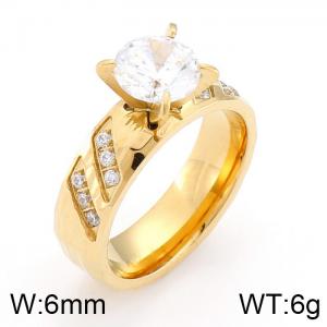 Stainless Steel Stone&Crystal Ring - KR42331-K