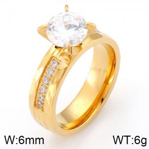 Stainless Steel Stone&Crystal Ring - KR42334-K