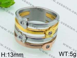 Stainless Steel Stone&Crystal Ring - KR42370-K