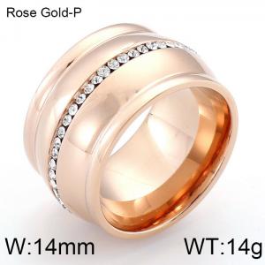 Stainless Steel Stone&Crystal Ring - KR42767-K