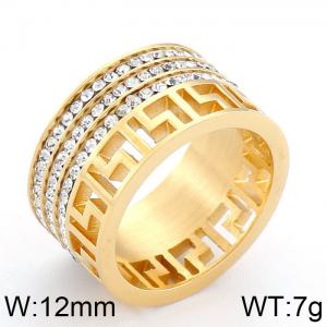 Stainless Steel Stone&Crystal Ring - KR42773-K