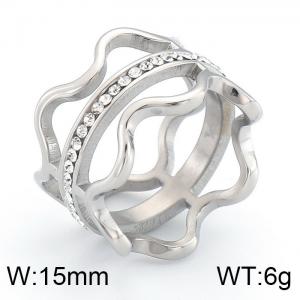 Stainless Steel Stone&Crystal Ring - KR42775-K