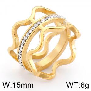 Stainless Steel Stone&Crystal Ring - KR42781-K