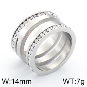 Stainless Steel Stone&Crystal Ring - KR42782-K