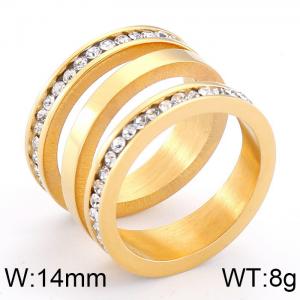 Stainless Steel Stone&Crystal Ring - KR42783-K