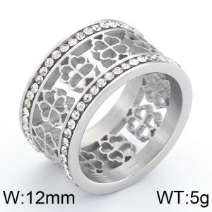 Stainless Steel Stone&Crystal Ring - KR42785-K