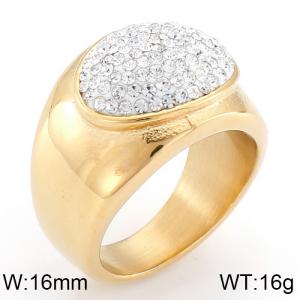 Stainless Steel Stone&Crystal Ring - KR42957-K