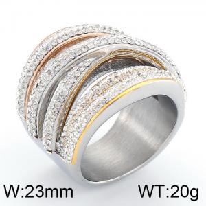 Stainless Steel Stone&Crystal Ring - KR42958-K