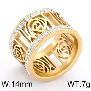 Stainless Steel Stone&Crystal Ring - KR43357-K