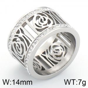 Stainless Steel Stone&Crystal Ring - KR43365-K