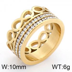 Stainless Steel Stone&Crystal Ring - KR43366-K