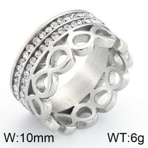 Stainless Steel Stone&Crystal Ring - KR43367-K