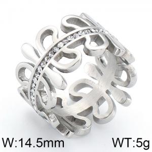 Stainless Steel Stone&Crystal Ring - KR43368-K