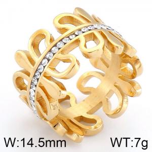 Stainless Steel Stone&Crystal Ring - KR43369-K