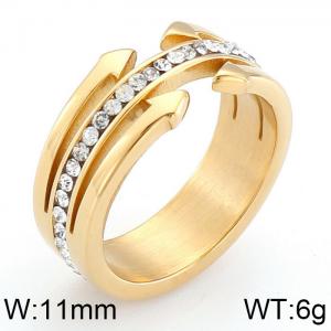 Stainless Steel Stone&Crystal Ring - KR43373-K