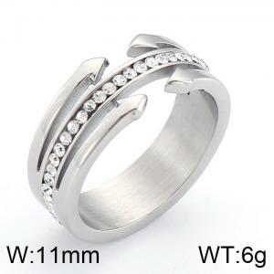 Stainless Steel Stone&Crystal Ring - KR43374-K