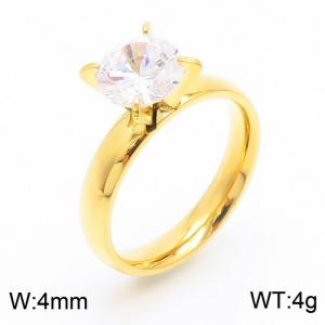 Stainless Steel Stone&Crystal Ring - KR43438-K