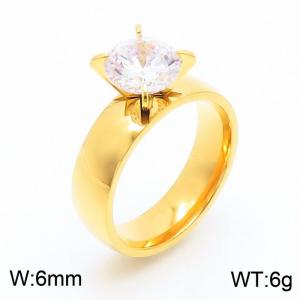 Stainless Steel Stone&Crystal Ring - KR43457-K