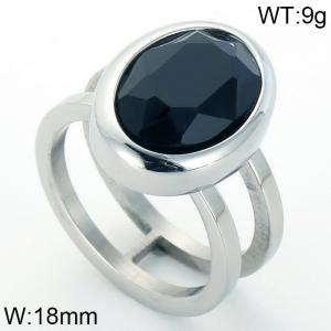 Stainless Steel Stone&Crystal Ring - KR43535-K