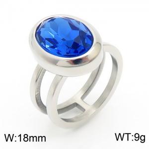 Stainless Steel Stone&Crystal Ring - KR43536-K
