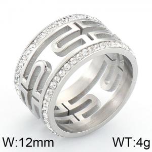 Stainless Steel Stone&Crystal Ring - KR43548-K