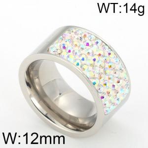 Stainless Steel Stone&Crystal Ring - KR44021-K