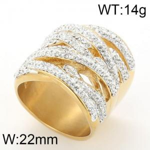 Stainless Steel Stone&Crystal Ring - KR44123-K