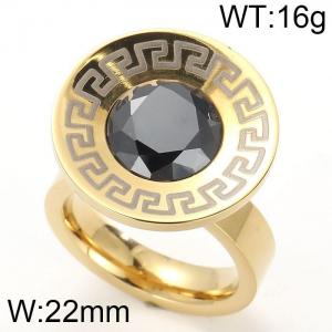 Stainless Steel Stone&Crystal Ring - KR44147-K