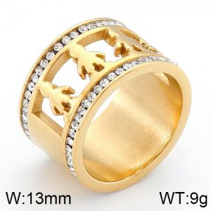 Stainless Steel Stone&Crystal Ring - KR44192-K