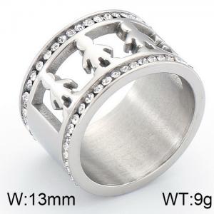 Stainless Steel Stone&Crystal Ring - KR44193-K