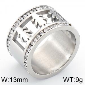 Stainless Steel Stone&Crystal Ring - KR44194-K