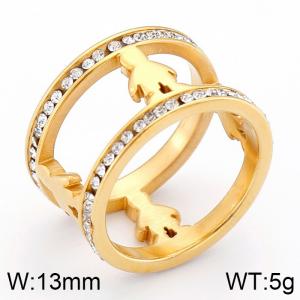 Stainless Steel Stone&Crystal Ring - KR44195-K