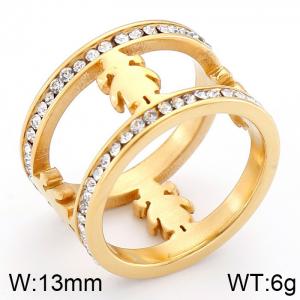 Stainless Steel Stone&Crystal Ring - KR44196-K