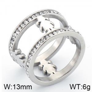 Stainless Steel Stone&Crystal Ring - KR44197-K