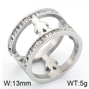 Stainless Steel Stone&Crystal Ring - KR44198-K